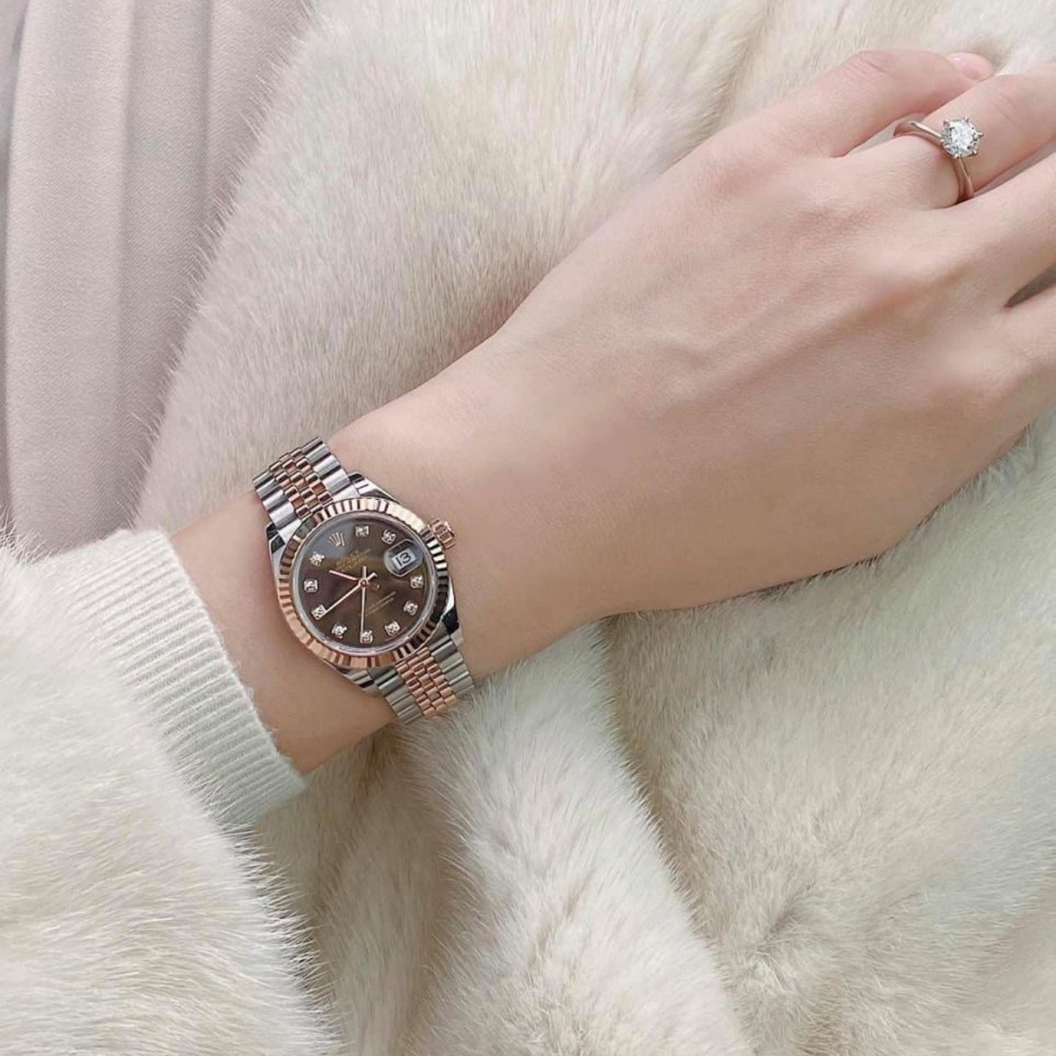 Rolex Lady-Datejust 28 Oystersteel and Everose Gold Women's Watch 2791