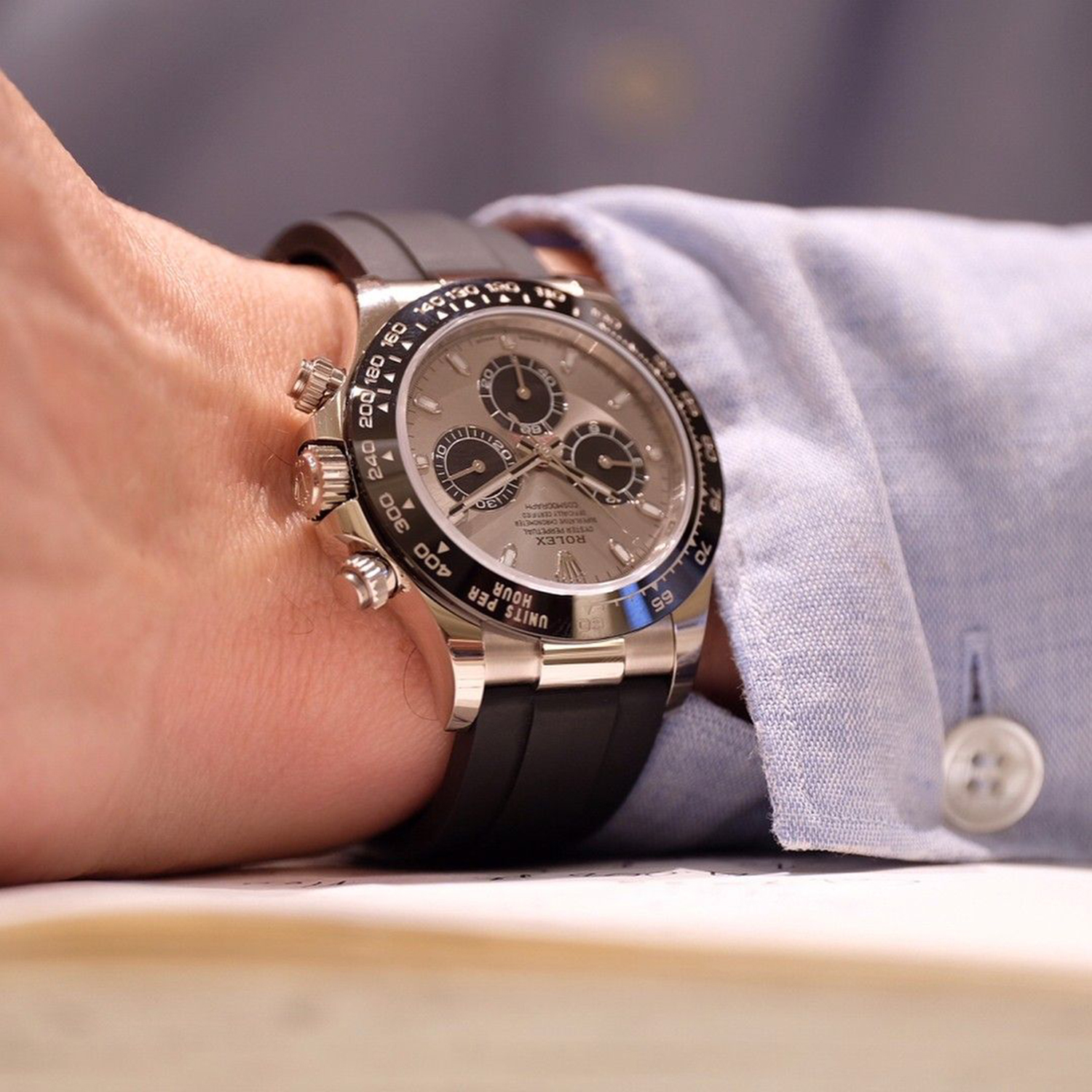 Rolex Daytona White Gold Steel Dial Oysterflex Strap 116519ln-0027 40mm