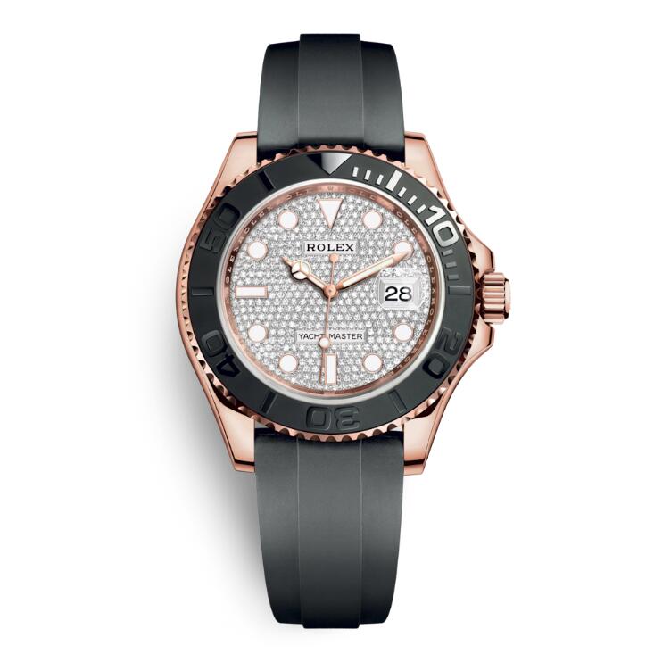 Yacht Master 1 Golden Diamond Dial Rubber Strap 40mm
