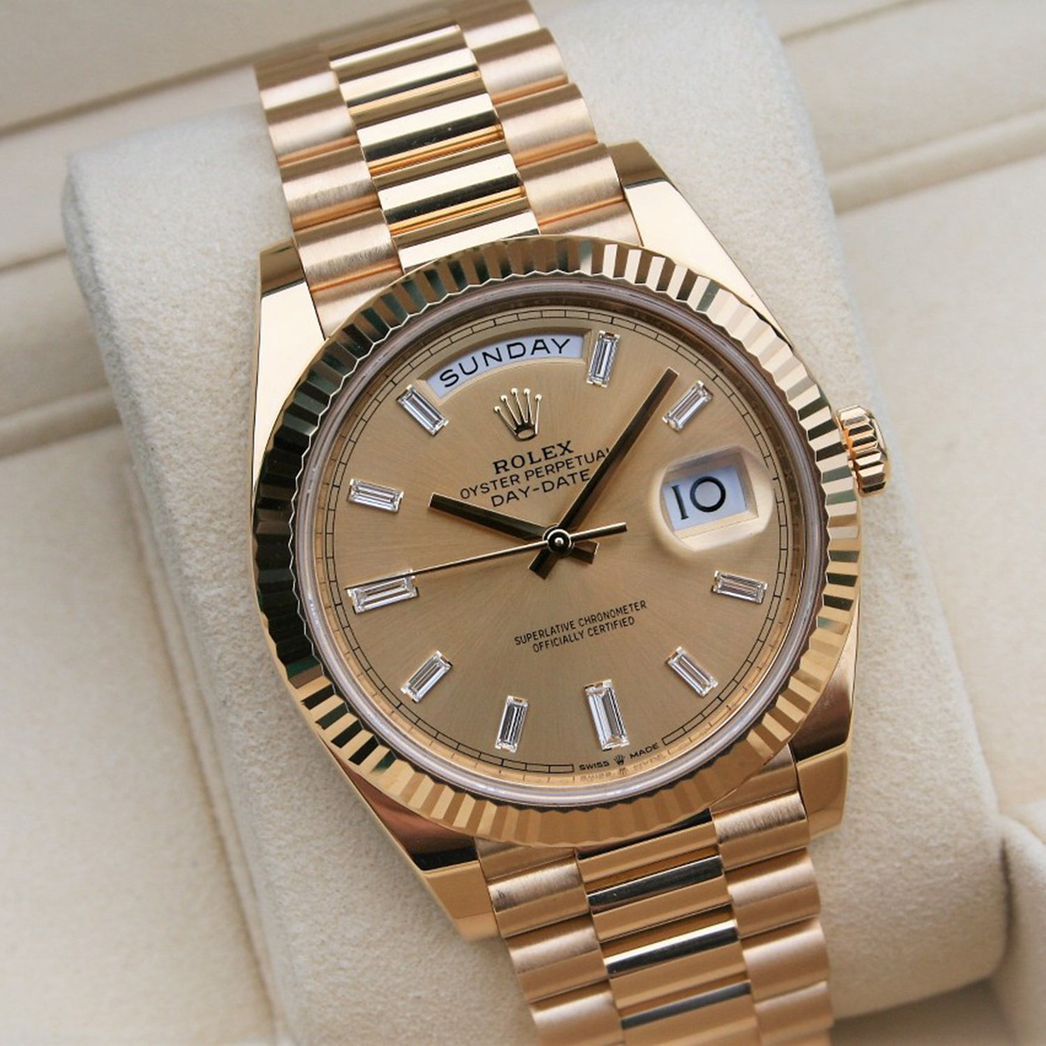 Rolex Day-Date President 40mm Yellow Gold Champagne Diamond Dial 22823