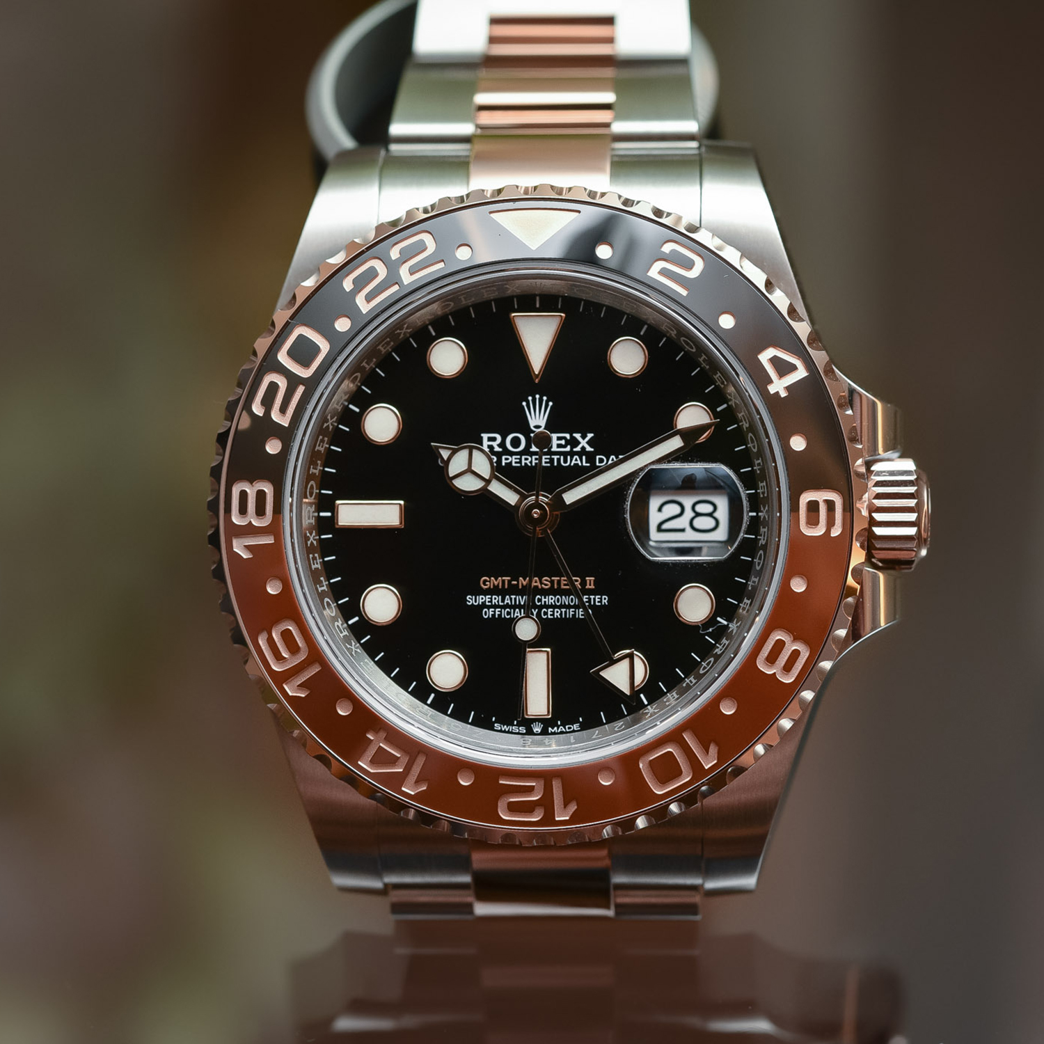 Rolex GMT-Master II Root Beer Two Tone Black Dial Ref 126711chnr-0002 40mm