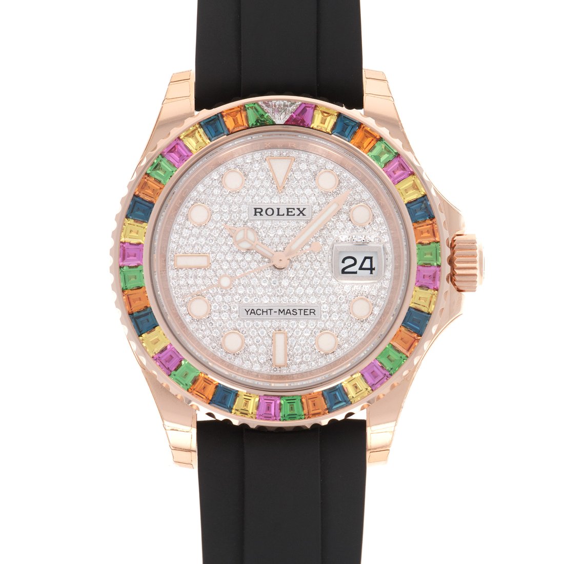 Rolex Yacht-Master 1 Golden Diamond Bezel & Dial Rubber Strap 40mm