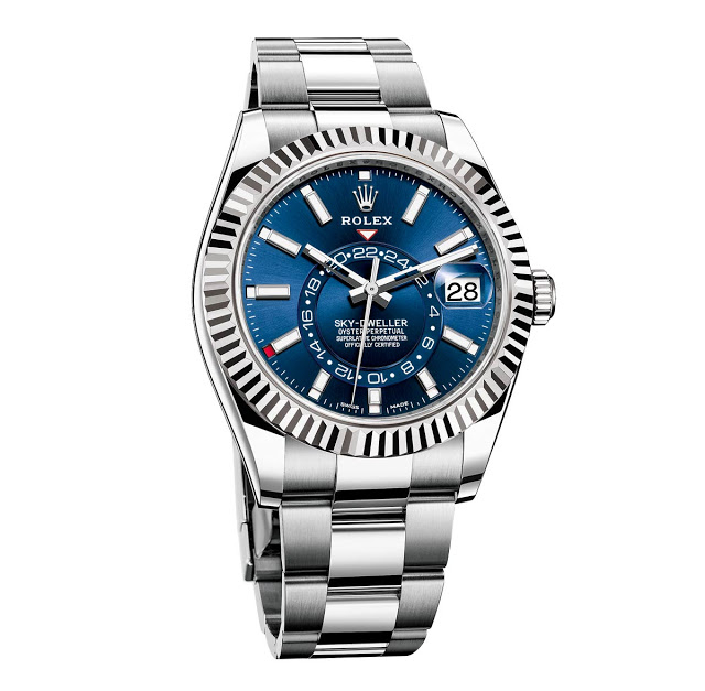 Sky-Dweller Blue Dial Steel White Gold Mens Watch 326934 42mm