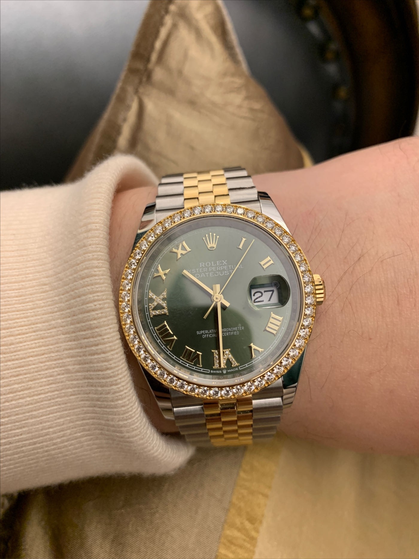 Rolex DATEJUST 31mm Oystersteel yellow gold and diamonds m126283rbr