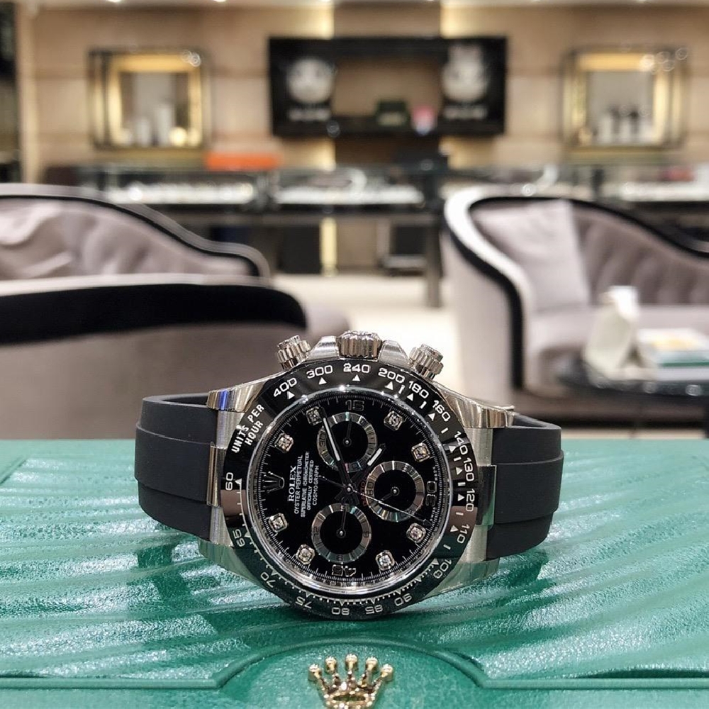 Rolex Daytona White Gold Black Dial Oysterflex Strap 116519LN-0025 Unw 40mm