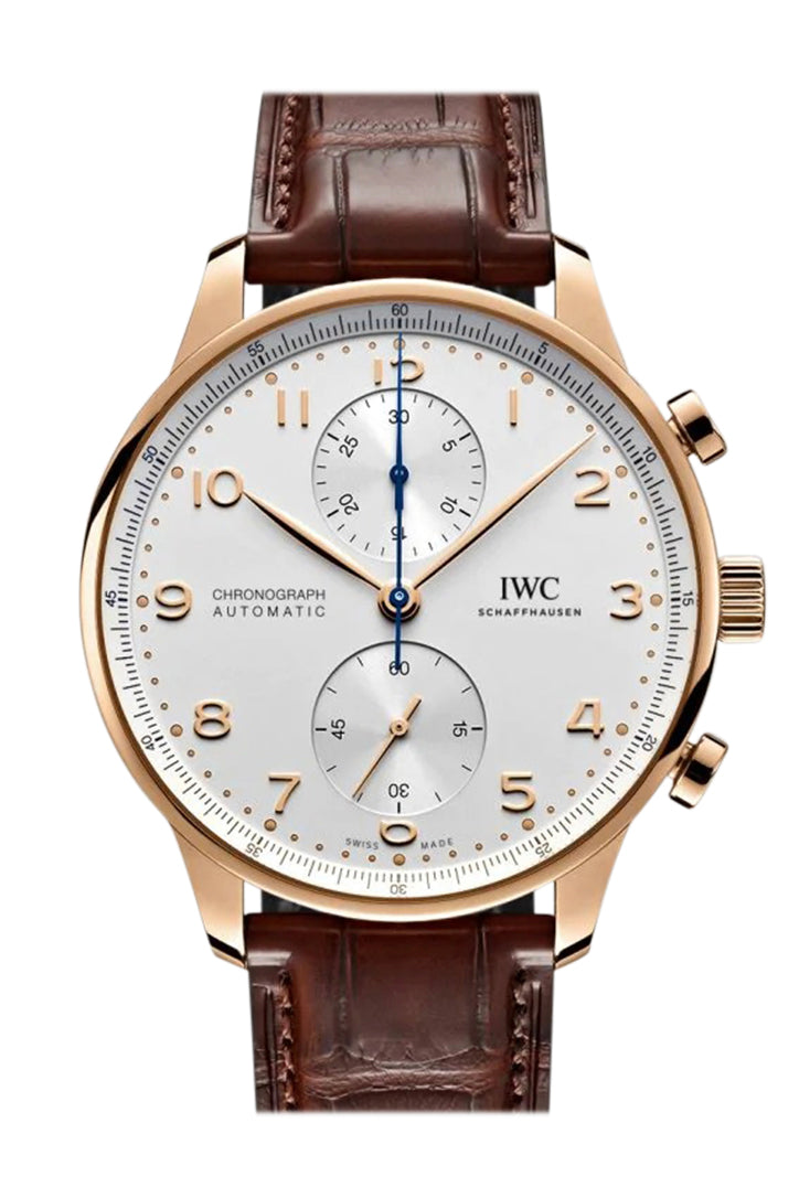 IWC Portugieser Chronograph Automatic White Dial 18kt Rose Gold Men's Watch IW371611(Swiss Made 5A )