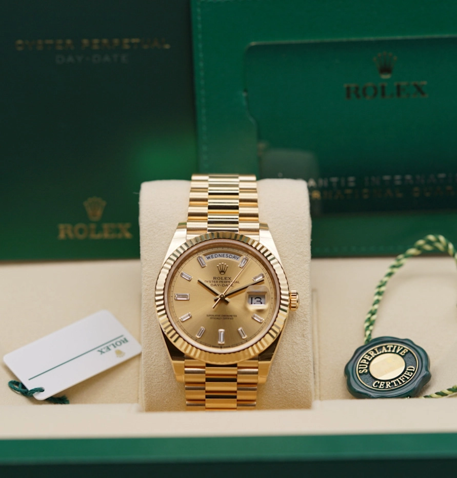 Rolex Day-Date President 40mm Yellow Gold Champagne Diamond Dial 22823