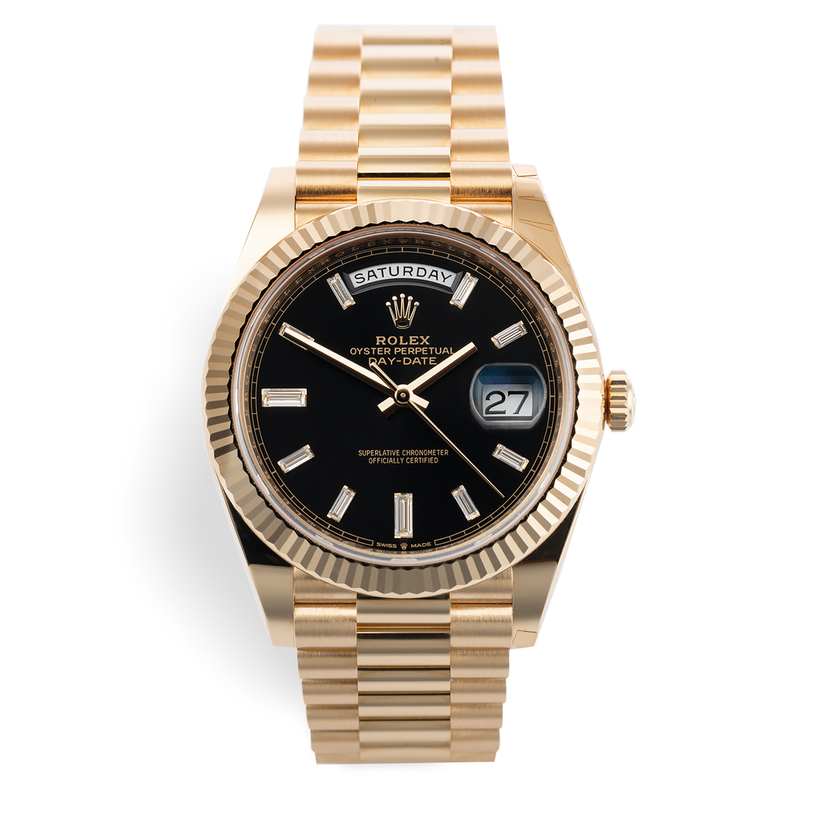 ROLEX 228238 DAY-DATE 40MM PRESIDENT 18K YELLOW GOLD SILVER ROMAN DIAL 40mm