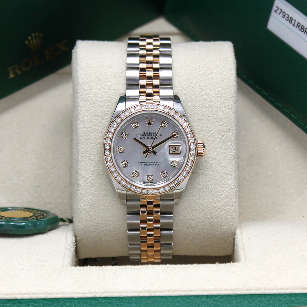 Rolex Lady Datejust 28mm Everose Diamond Bezel Two-Tone 279383 For Wom