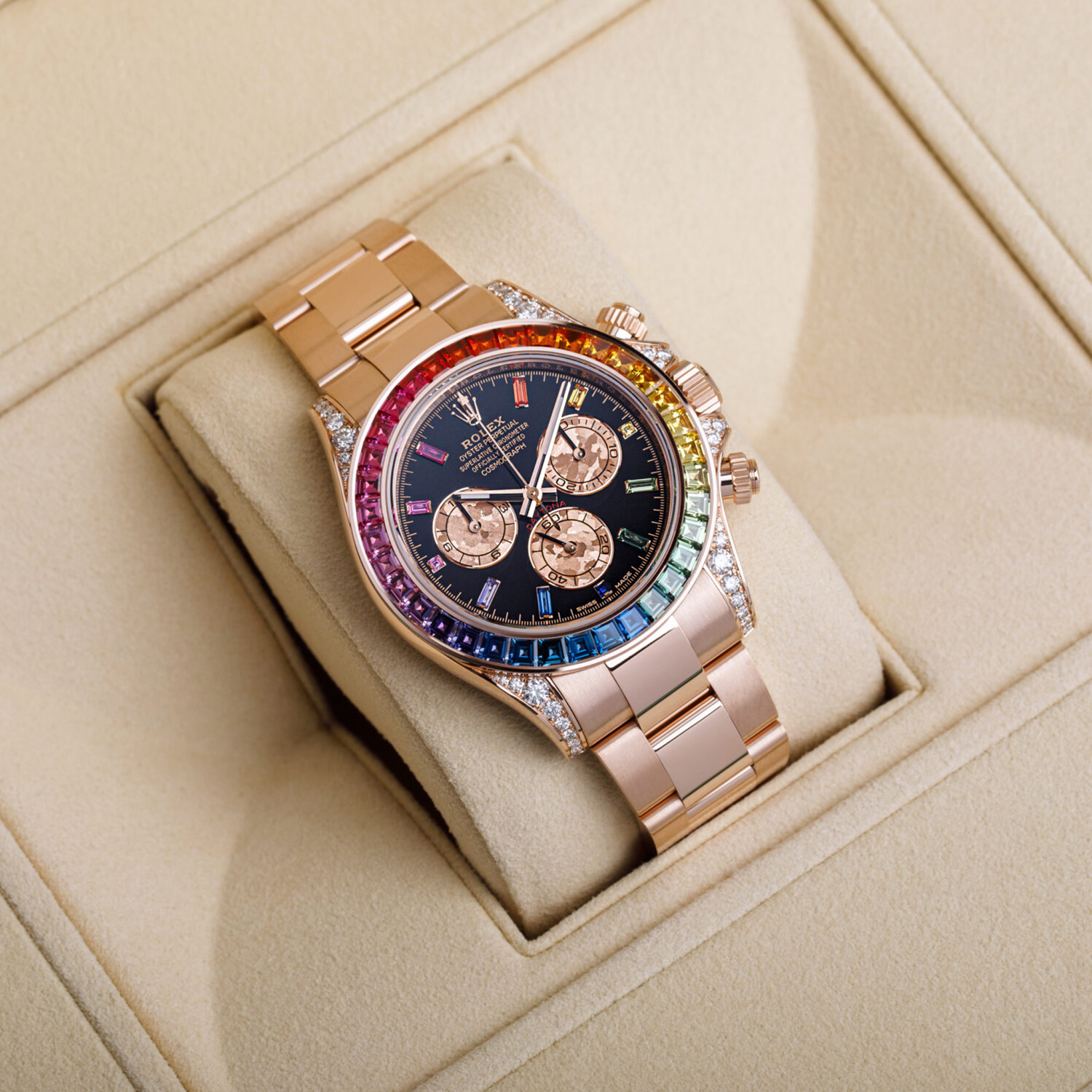 Rolex Daytona Rainbow Diamond Rose Gold Stainless Steel 40mm
