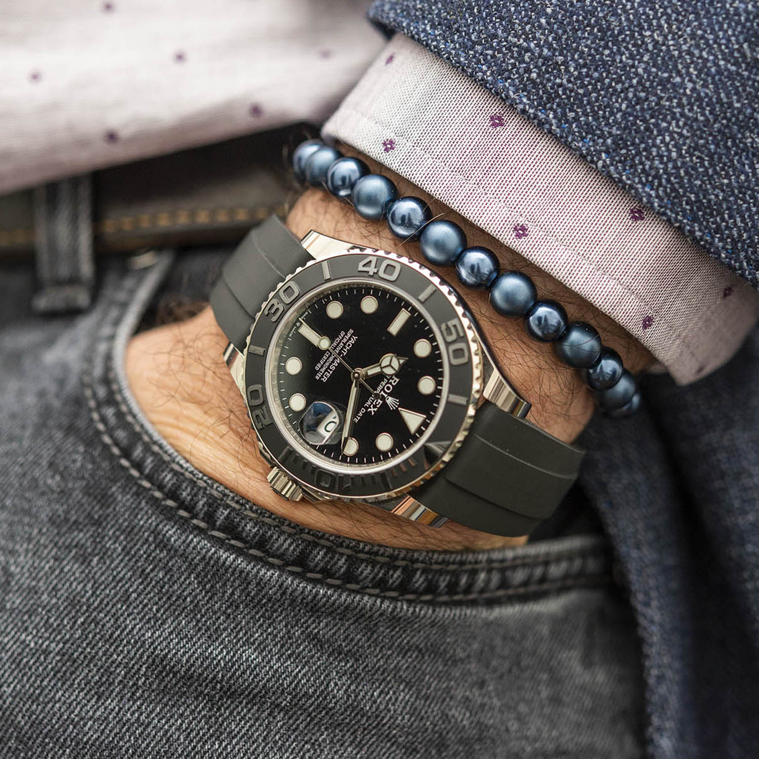 Rolex Yacht-Master 18k White Gold Oysterflex Bracelet 226659 40 mm