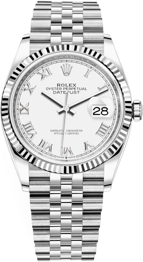 Rolex Datejust 36mm White Roman Jubilee m126234-0025