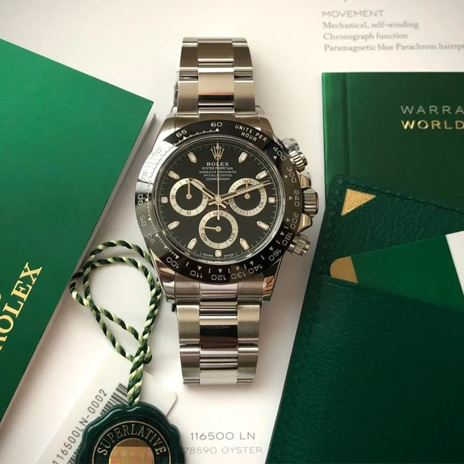 Rolex Cosmograph Daytona Black Dial Stainless Steel 116500ln-0002 40mm