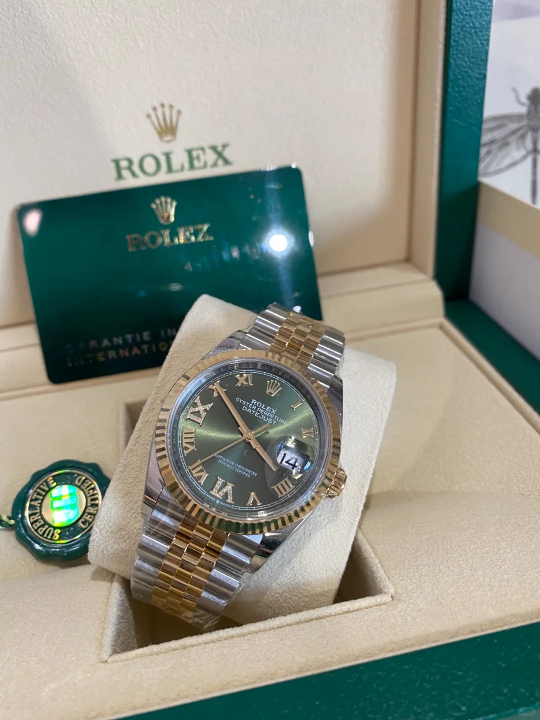Rolex Datejust 36mm Olive Green VI IX Roman Jubilee m126233-0025