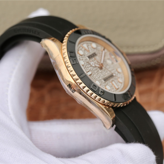 Yacht Master 1 Golden Diamond Dial Rubber Strap 40mm