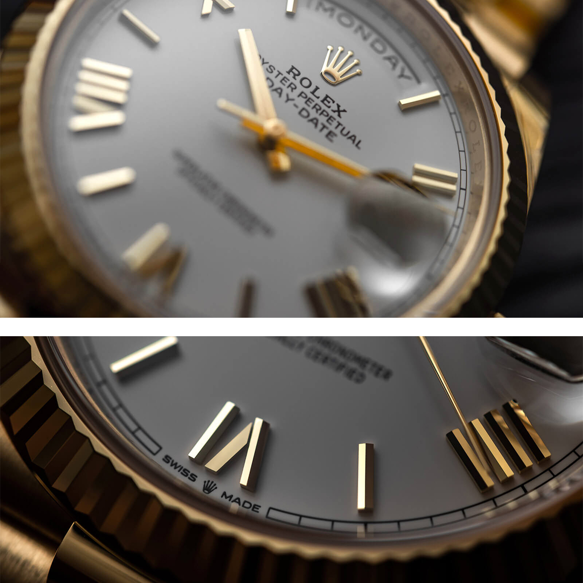 ROLEX 228238 DAY-DATE 40MM PRESIDENT 18K YELLOW GOLD SILVER ROMAN DIAL 40mm