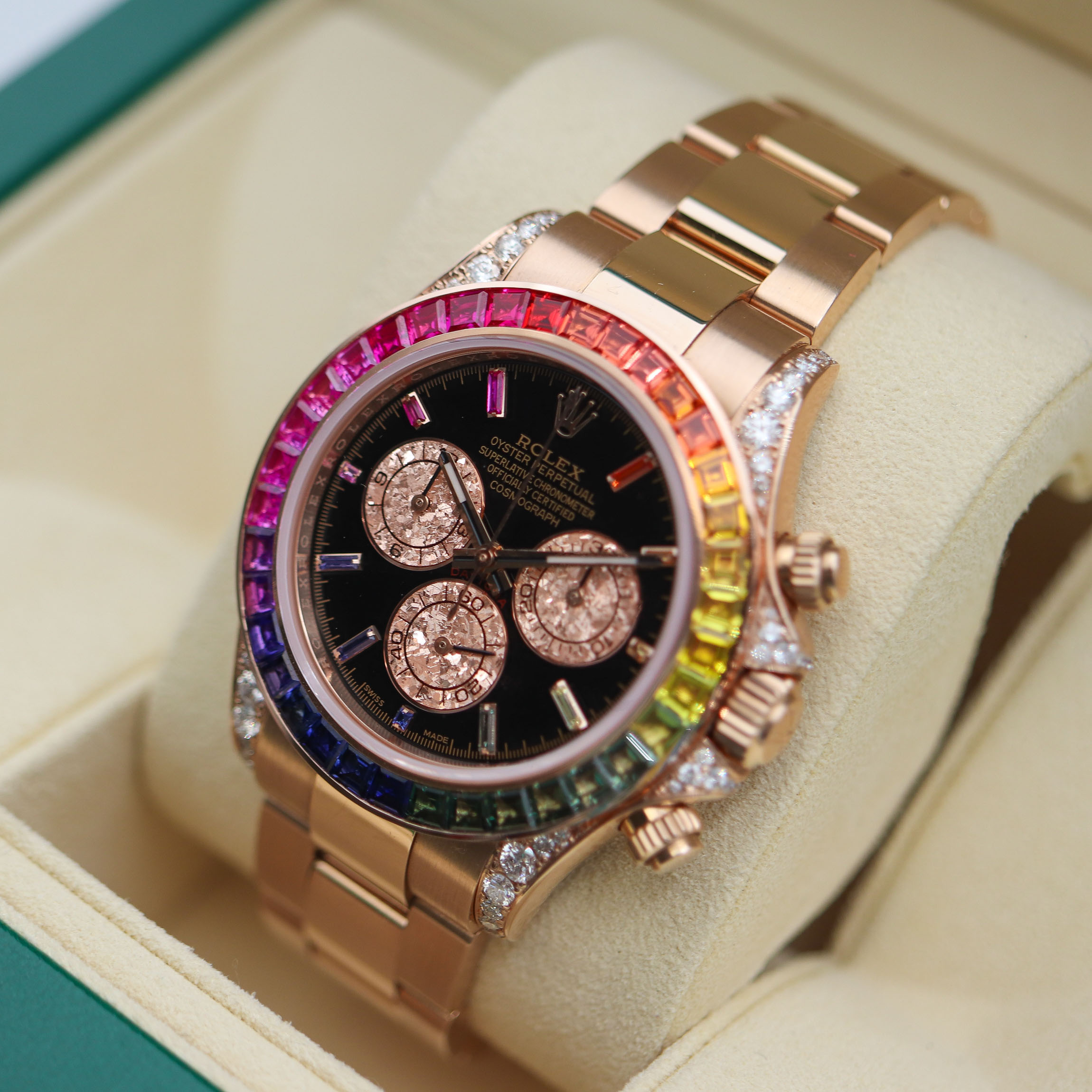 Rolex 116595 Cosmograph Daytona Rainbow 18k Rose Gold 40mm