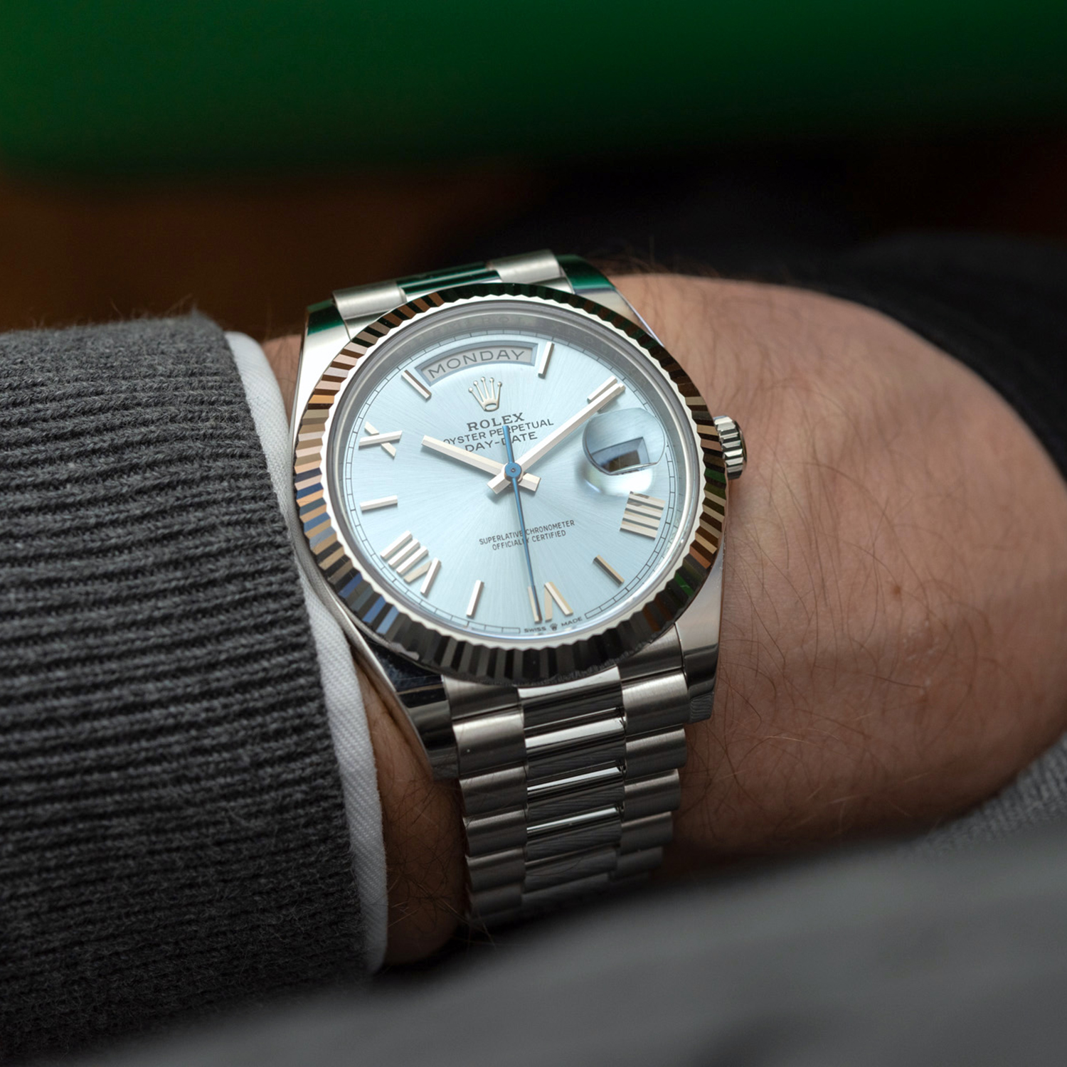 Rolex Oyster Perpetual Day-Date President 40mm in Platinum with Ice-Bl