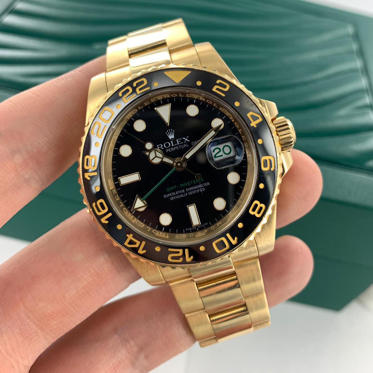 Rolex GMT Master II 18k Yellow Gold Oyster Bracelet 116718LN Unworn 40mm