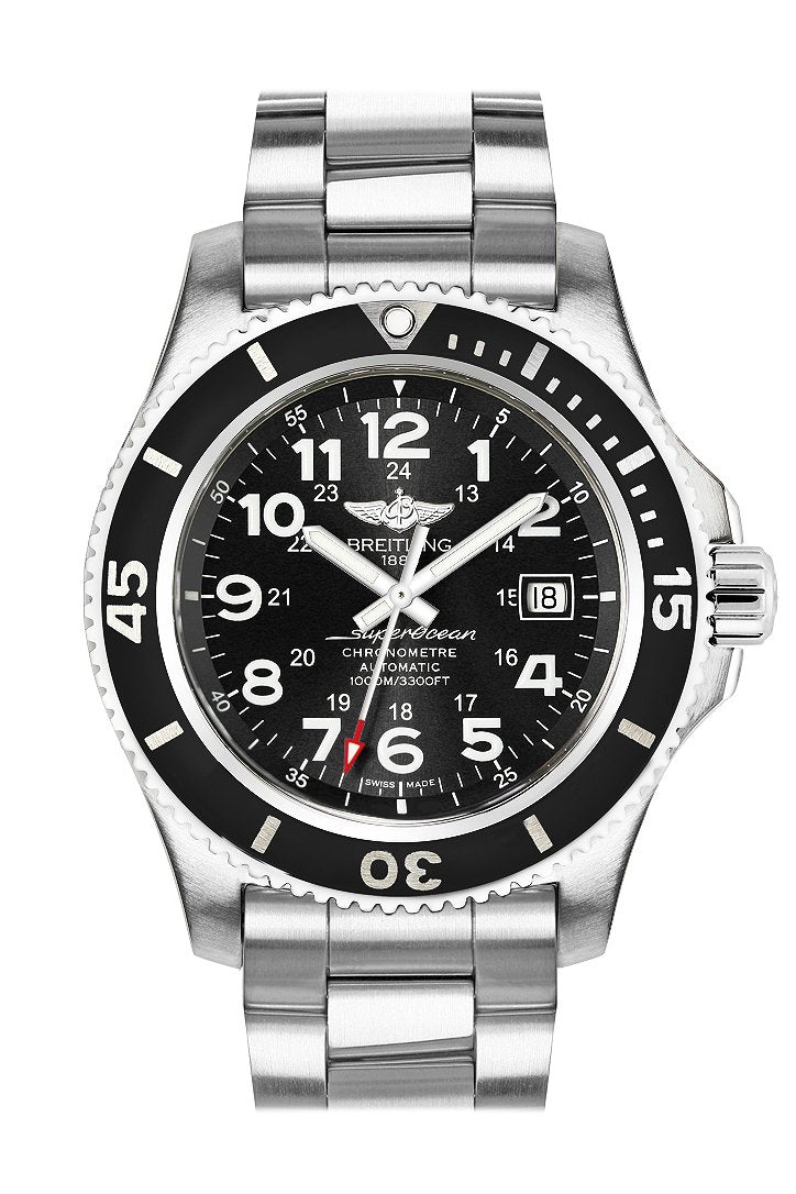 BRE Superocean II 44 Black Dial Steel Men's Watch A17392D7 B1A1