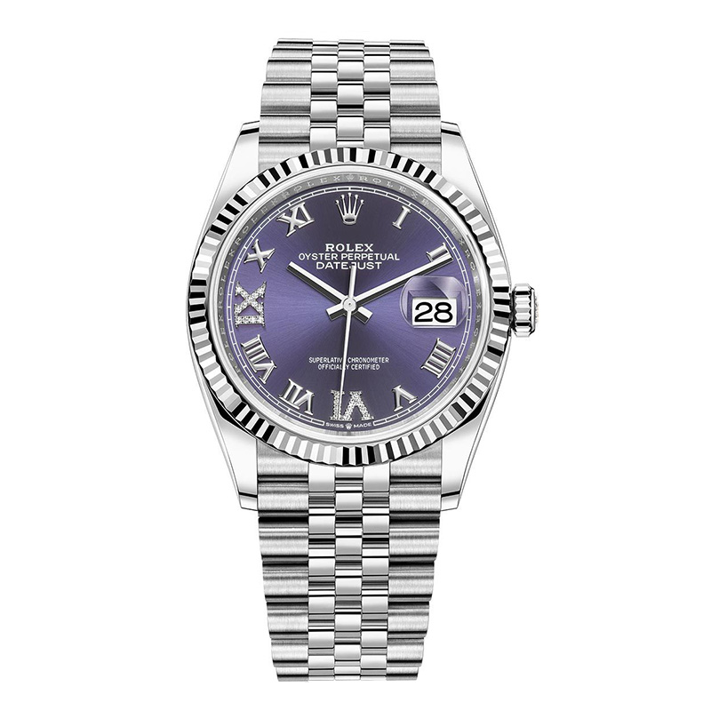 Rolex Datejust 36mm Aubergine Roman VI IX Jubilee m126234-0021