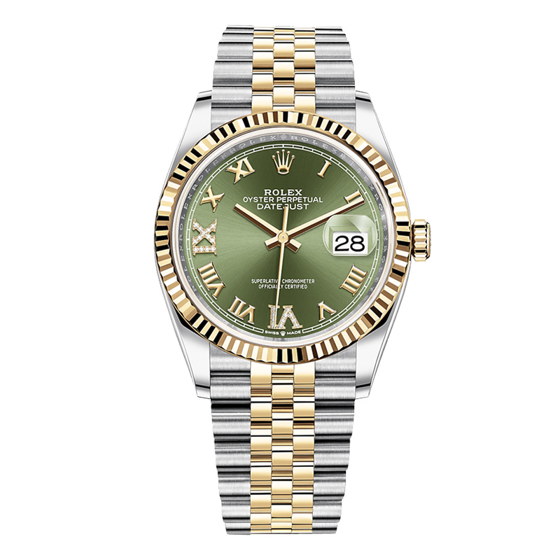 Rolex Datejust 36mm Olive Green VI IX Roman Jubilee m126233-0025