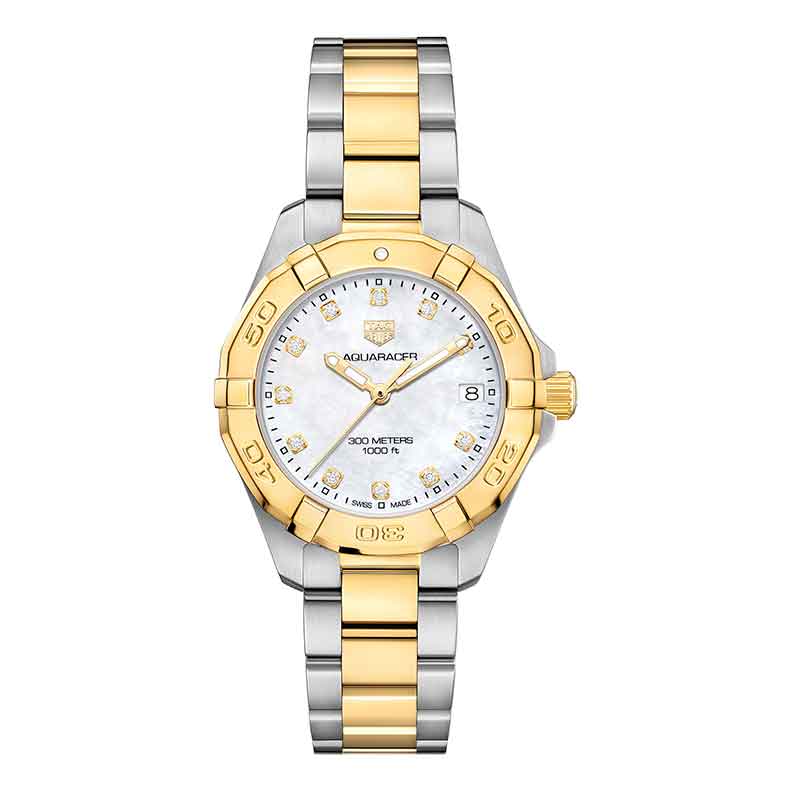 TAG HEUER AQUARACER 300M STEEL AND GOLD QUARTZ WATCH WBD1322.BB0320