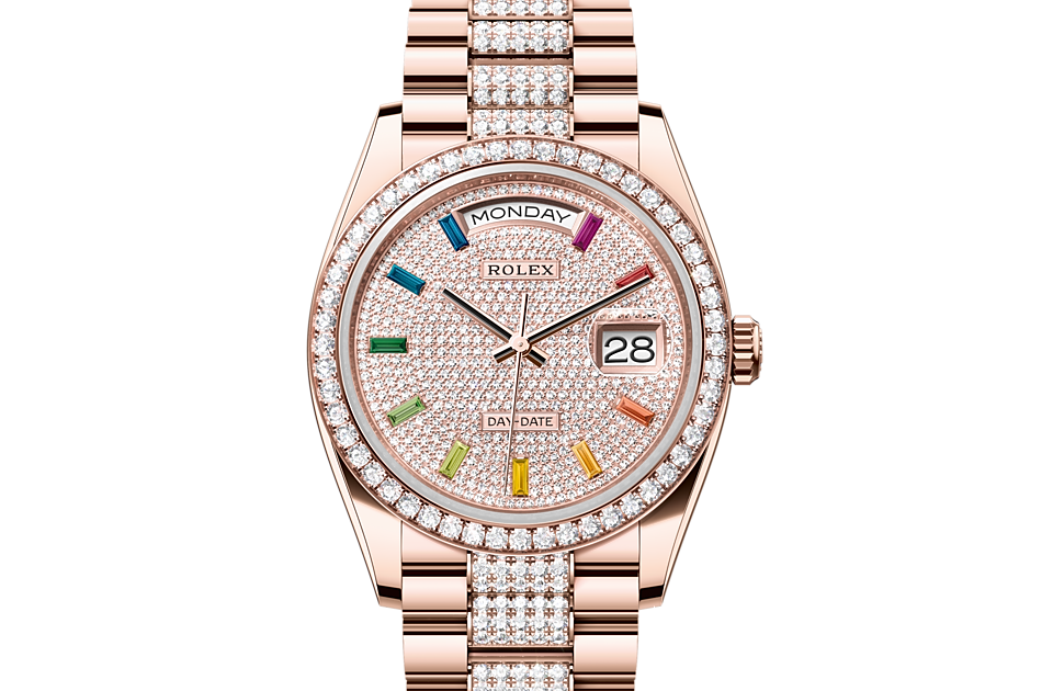 Rolex DAY-DATE 36 Oyster, 36 mm, Everose gold and diamonds