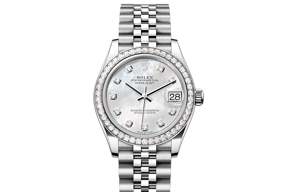 Rolex DATEJUST 31 Oyster, 31 mm, Oystersteel, white gold and diamonds  m278384rbr-0008