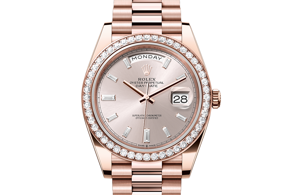 Rolex DAY-DATE 40 Oyster, 40 mm, Everose gold and diamonds