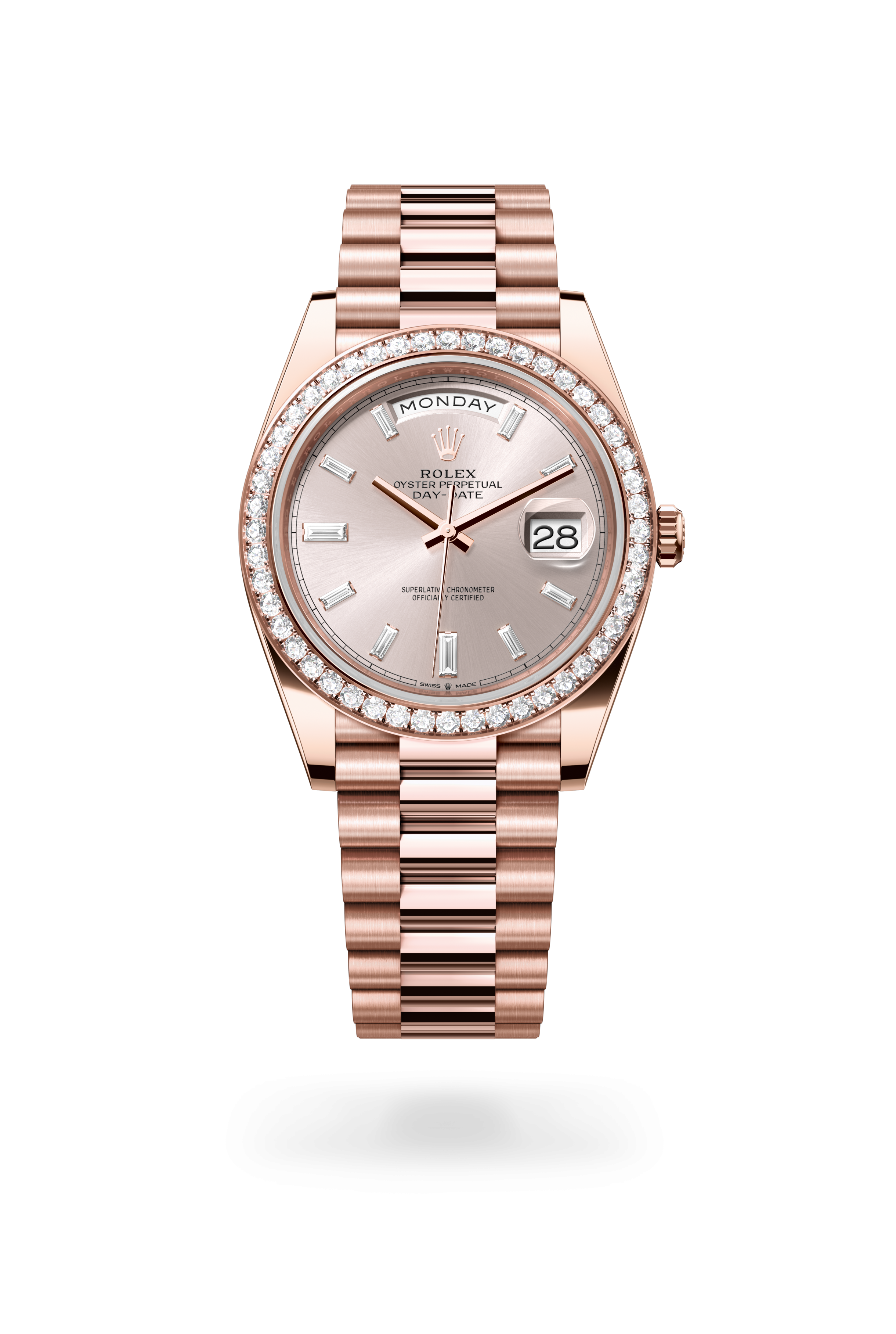 Rolex DAY-DATE 40 Oyster, 40 mm, Everose gold and diamonds