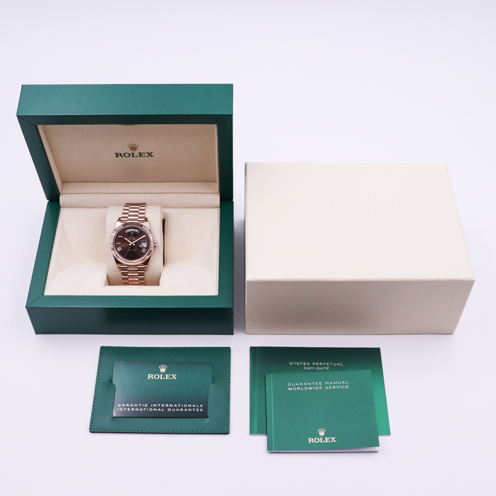 ROLEX Day-Date 40 Presidential Chocolate Roman numerals Dial 18K Everose Gold Automatic Men's Watch