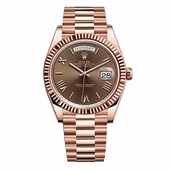 ROLEX Day-Date 40 Presidential Chocolate Roman numerals Dial 18K Everose Gold Automatic Men's Watch