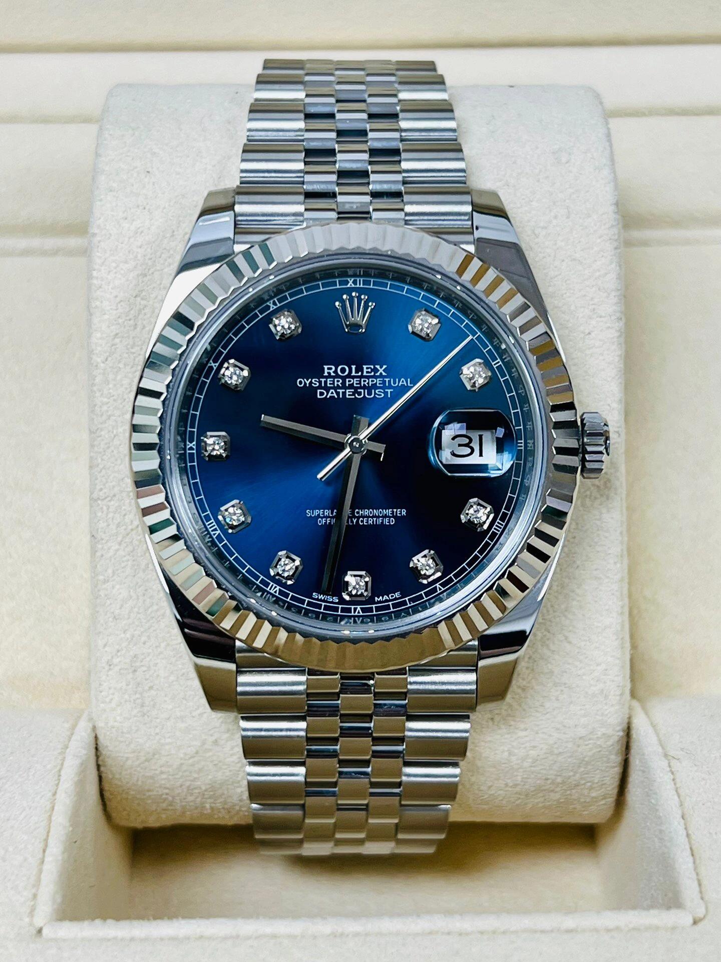 Rolex Datejust 41 Blue Diamond Dial Gold & Steel Watch 126334-0016