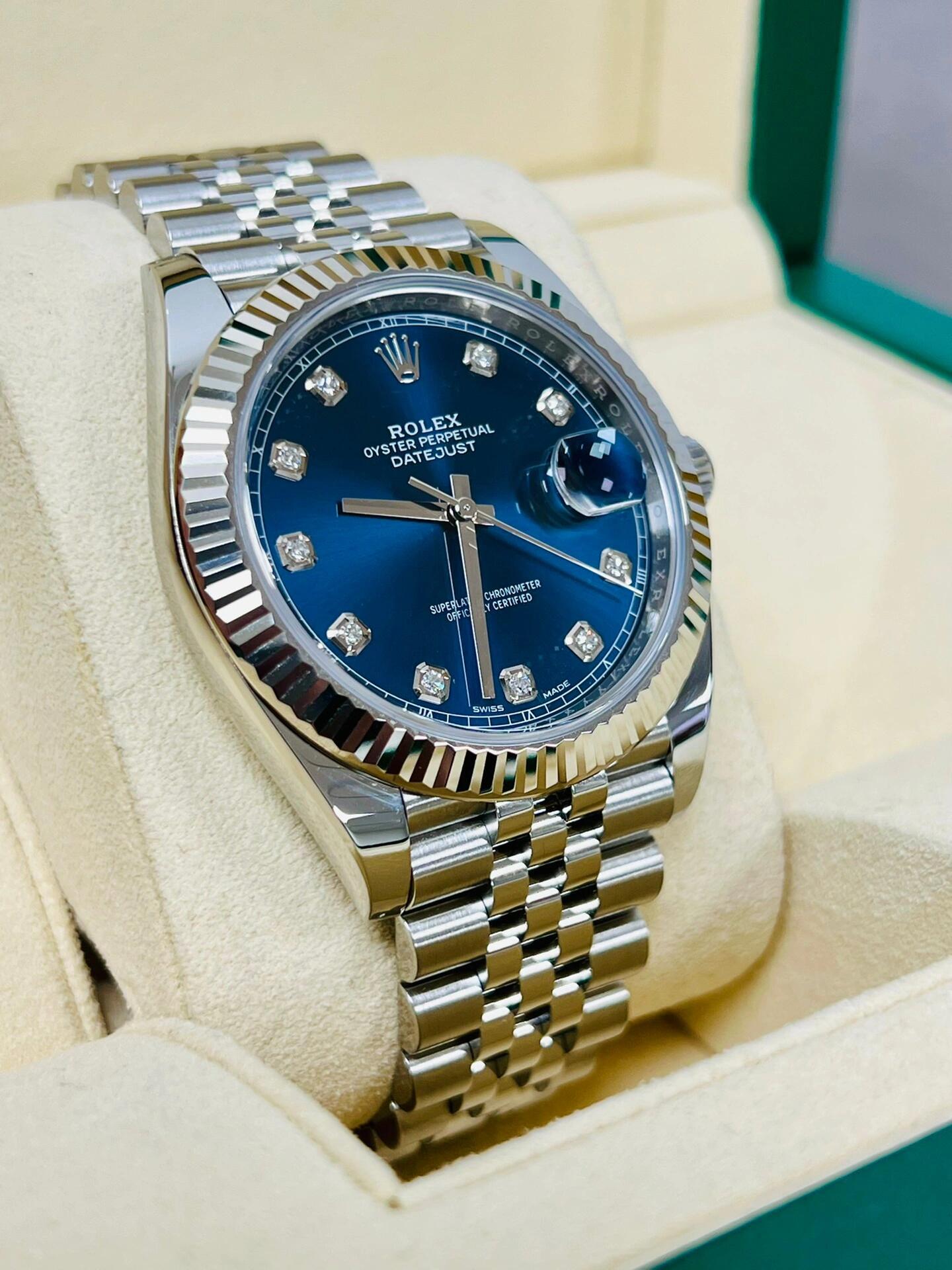 Rolex Datejust 41 Blue Diamond Dial Gold & Steel Watch 126334-0016