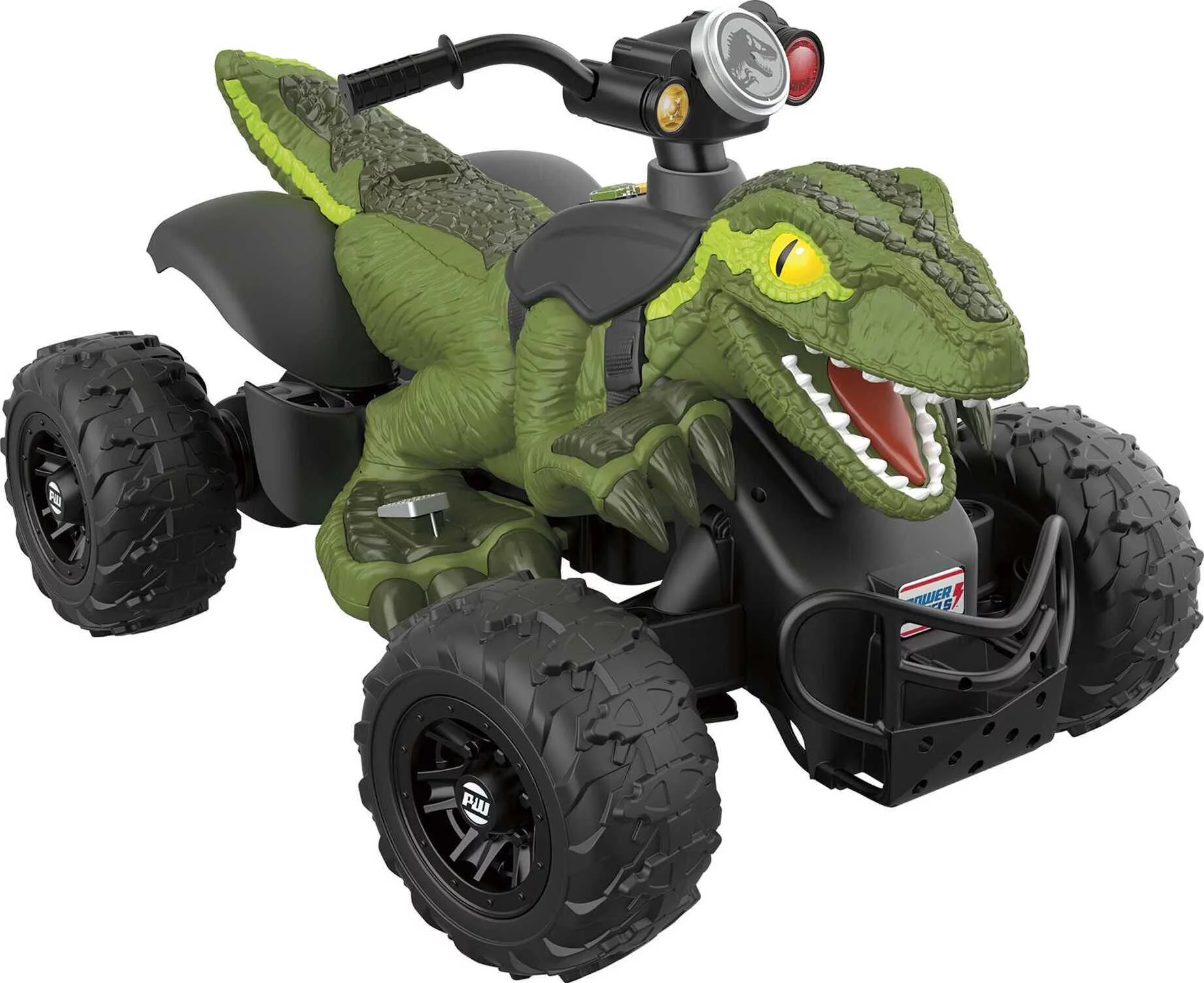 12V Power Wheels Jurassic World Dino Racer Battery-Powered Ride-On ATV ...