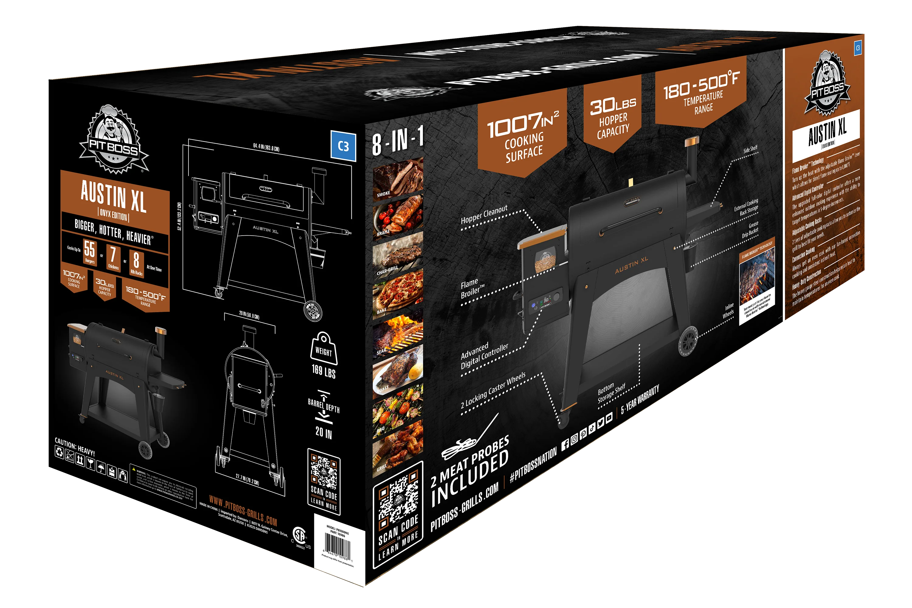 Pit Boss Austin XL 1000 Sq in Wood Fired Pellet Grill and Smoker – Onyx ...