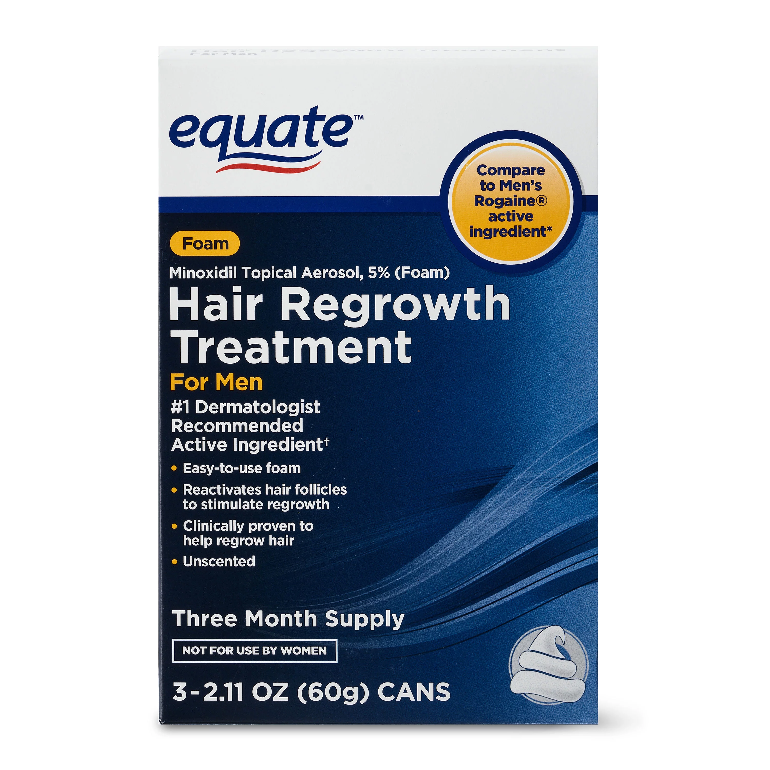 Equate Hair Regrowth Treatment Minoxidil Topical Aerosol, 5 Foam, 3