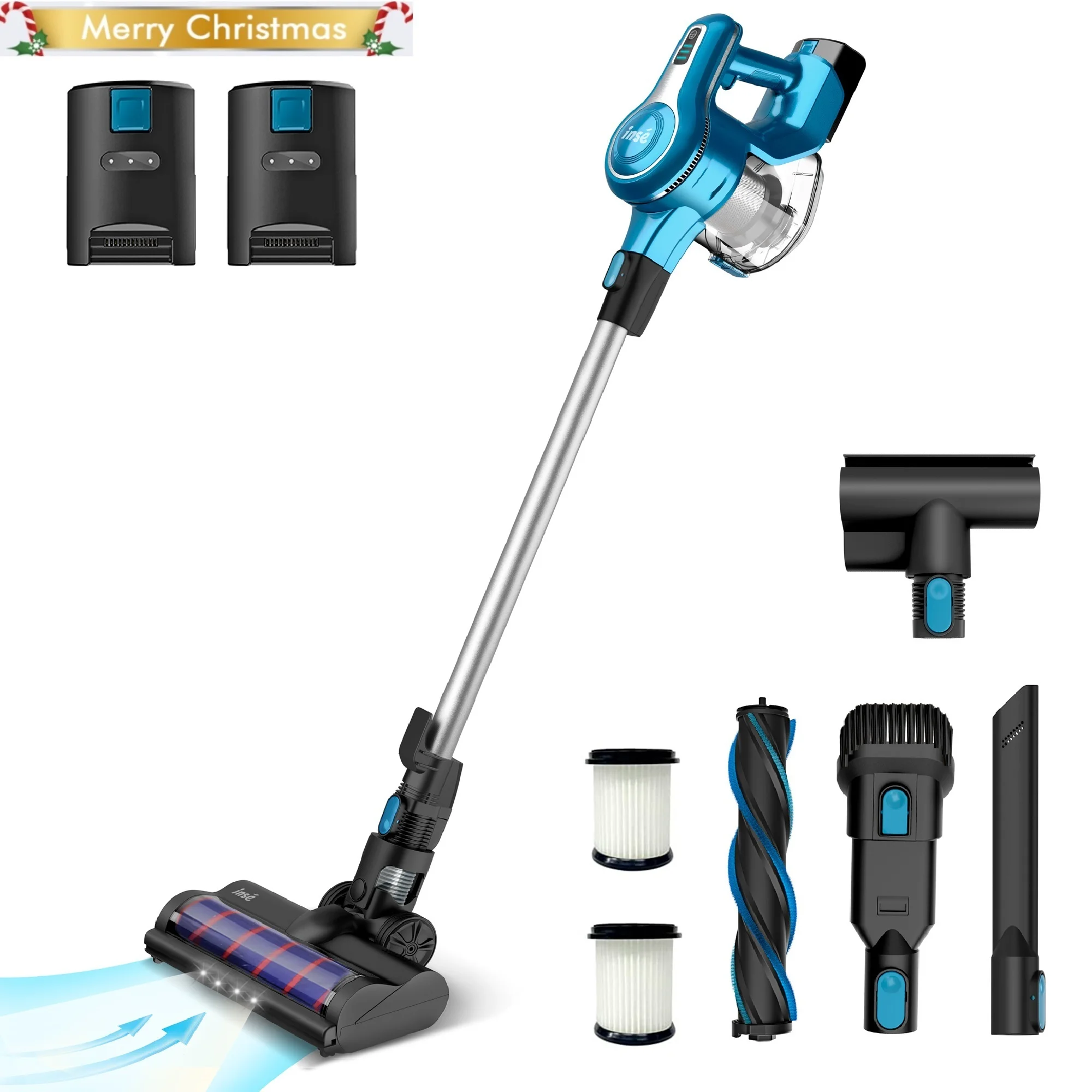 INSE 30Kpa 300W Cordless Vacuum Cleaner with 2 Batteries,Rechargeable