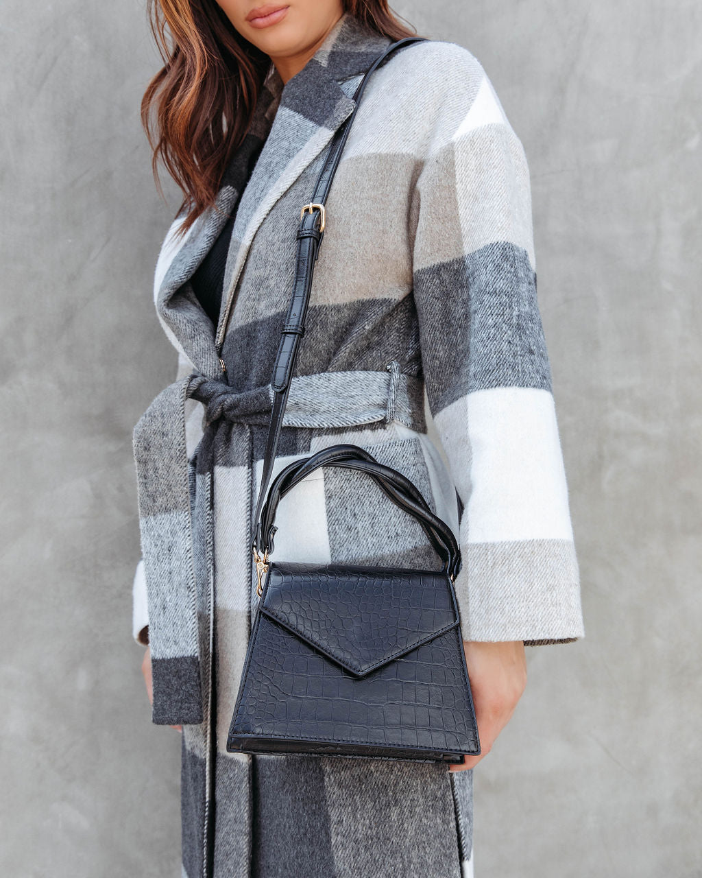 Mindy Faux Leather Crossbody Bag - Black