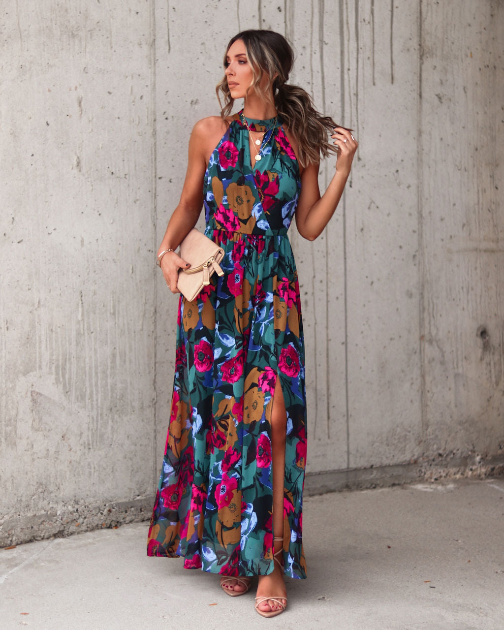 Color Me Fall Floral Cutout Maxi Dress