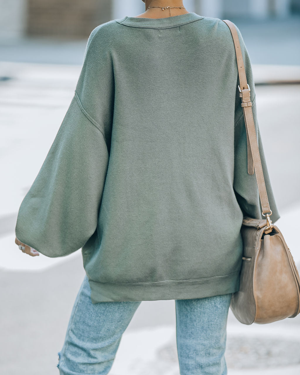Running Errands Knit Oversized Pullover Sweater - Olive - SALE