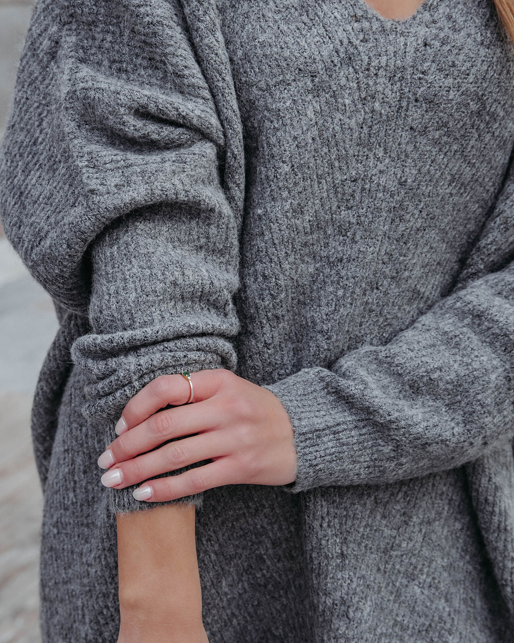 Millbrae Ribbed Sweater Dress - Charcoal