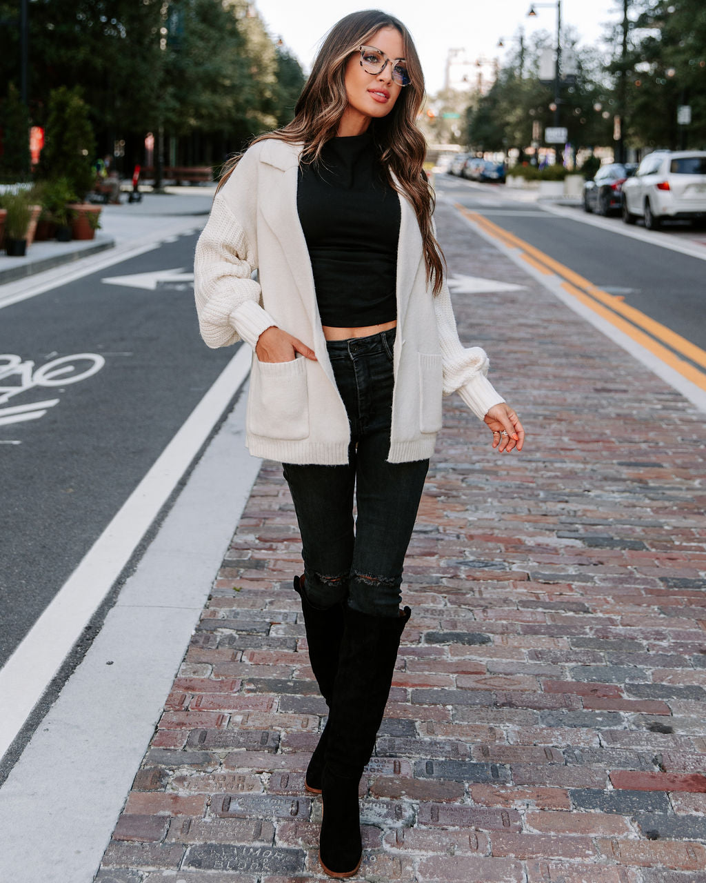 Birch Pocketed Collared Cardigan - Ivory