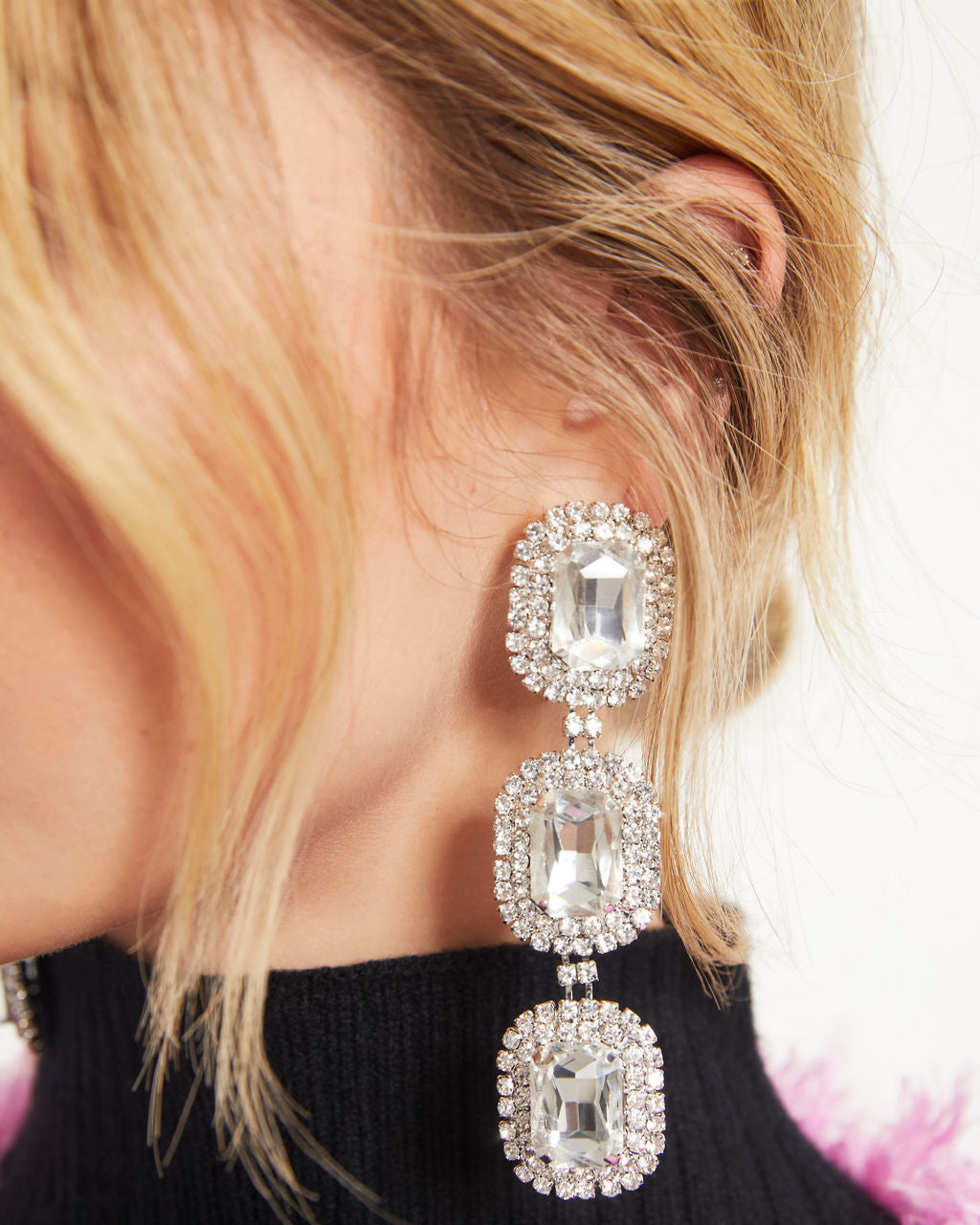 Penelope Gemstone Drop Earrings - Clear