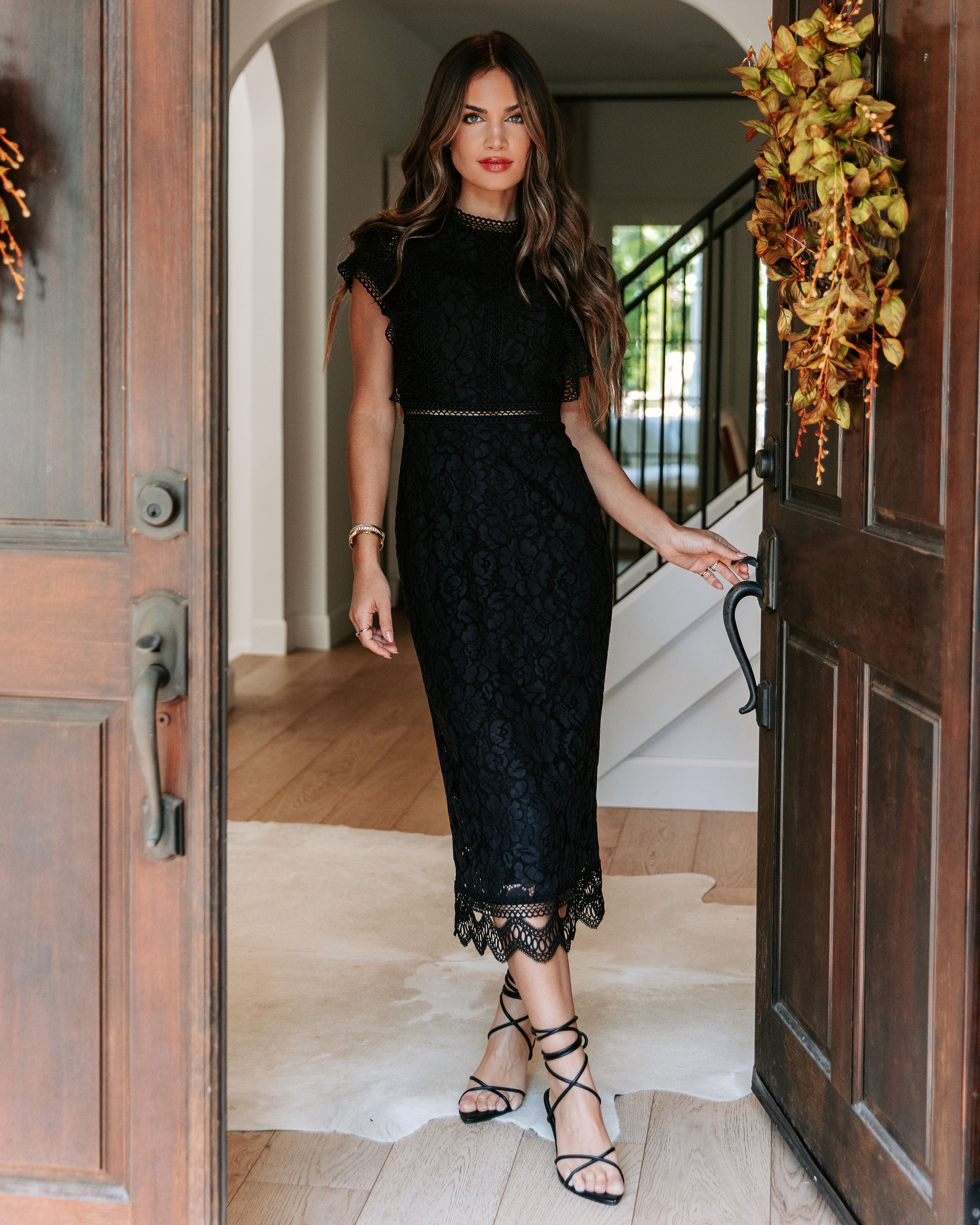 Never Impossible Crochet Lace Midi Dress - Black
