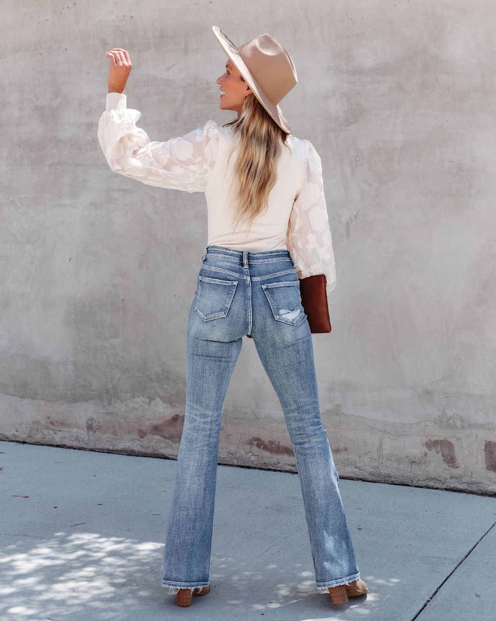 Antoinette Organza Knit Contrast Top - Cream - SALE