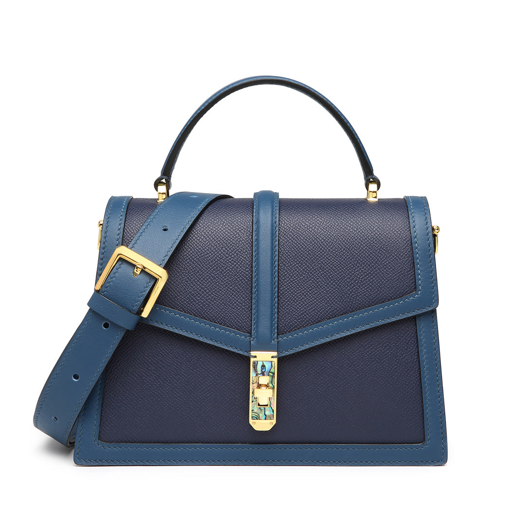 Handmade Blue EP SWIFT Leather Organ Crossbody Bag