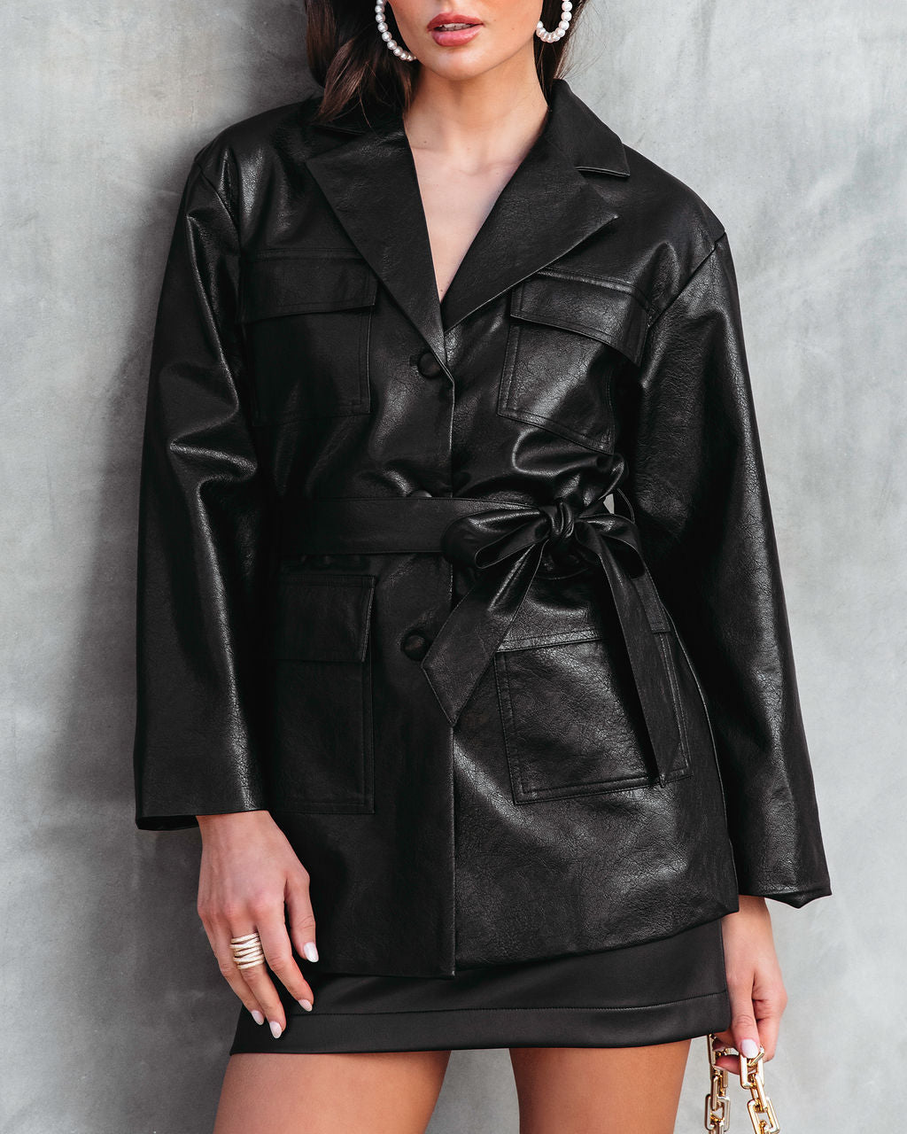 Express Yourself Utility Faux Leather Jacket - Black