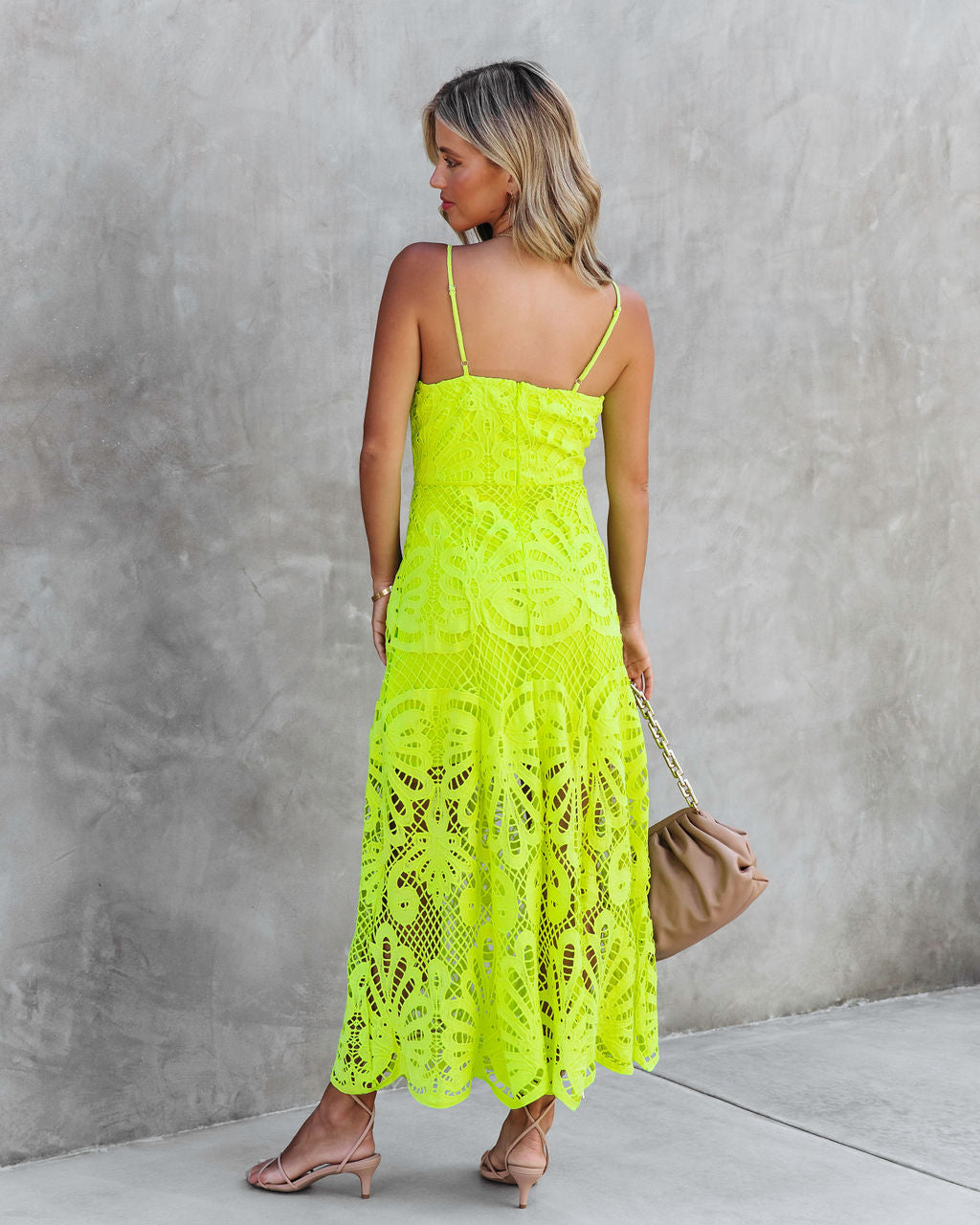Stephani Crochet Lace Maxi Dress - Neon Green - FINAL SALE